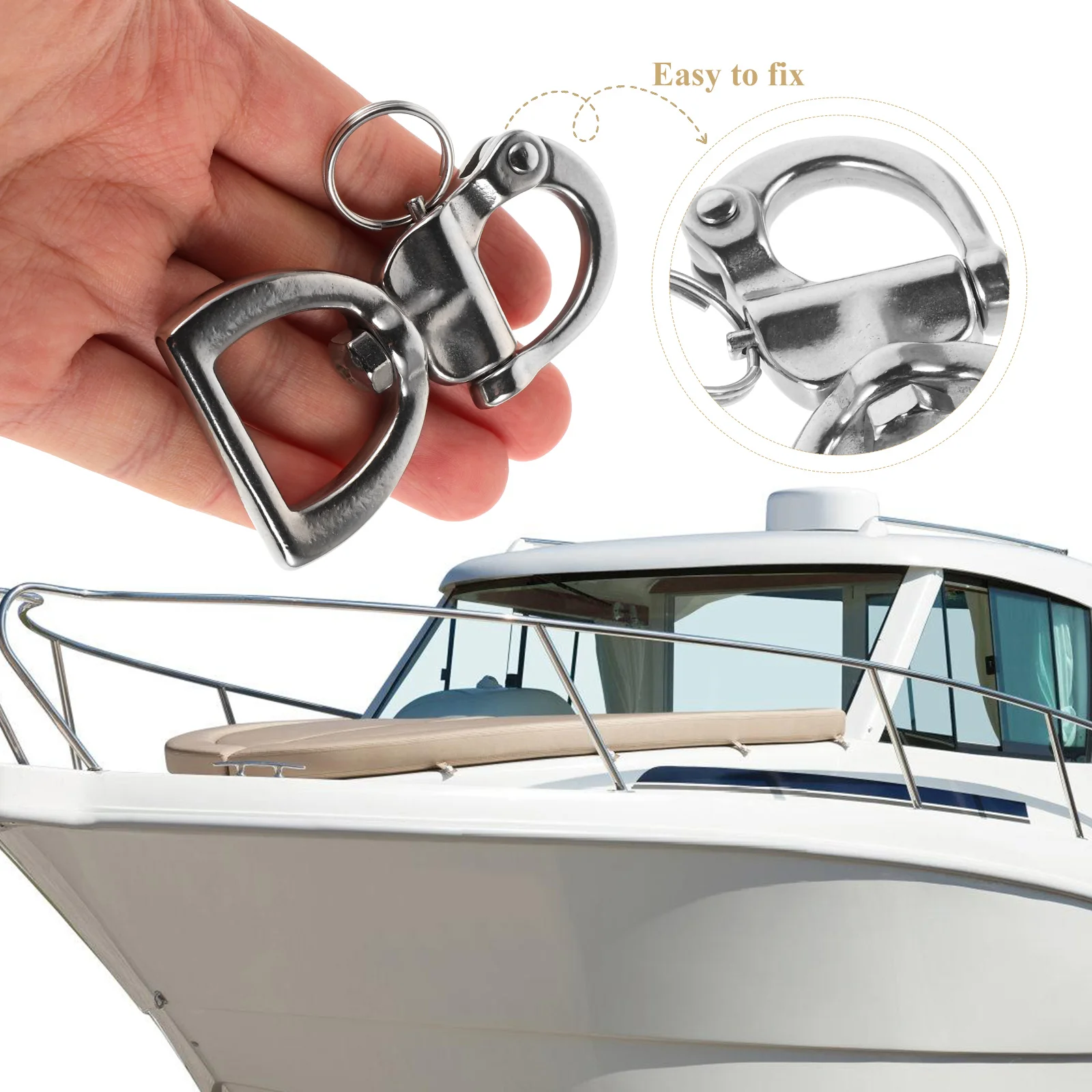 

Rotating Spring Shackle Belt Buckle Stainless Steel Yacht Diving Outdoor Rope Buckle 360 Degree Swivel Carabiner For Fishing