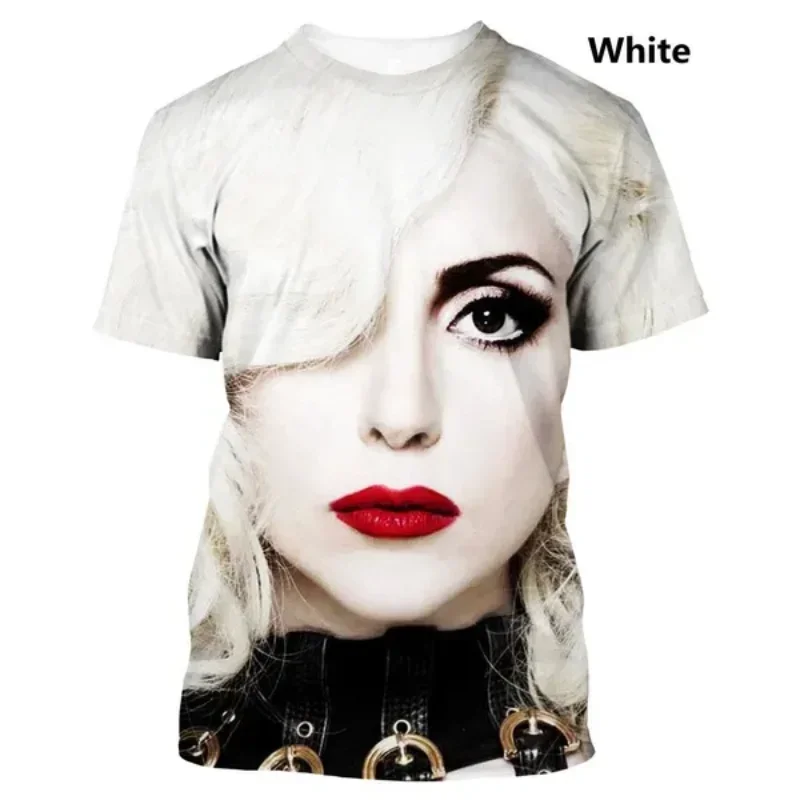 أزياء النساء الملابس الجديدة المغني ليدي غاغا ثلاثية الأبعاد تي شيرت مطبوع شخصية الهيب هوب الشارع للجنسين المتضخم تي شيرت Harajuku القمم #4