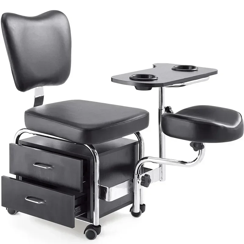 Modern Pedicure Nail Table Manicure Chair in Black White Pink with Movable Stool for Barbershop
