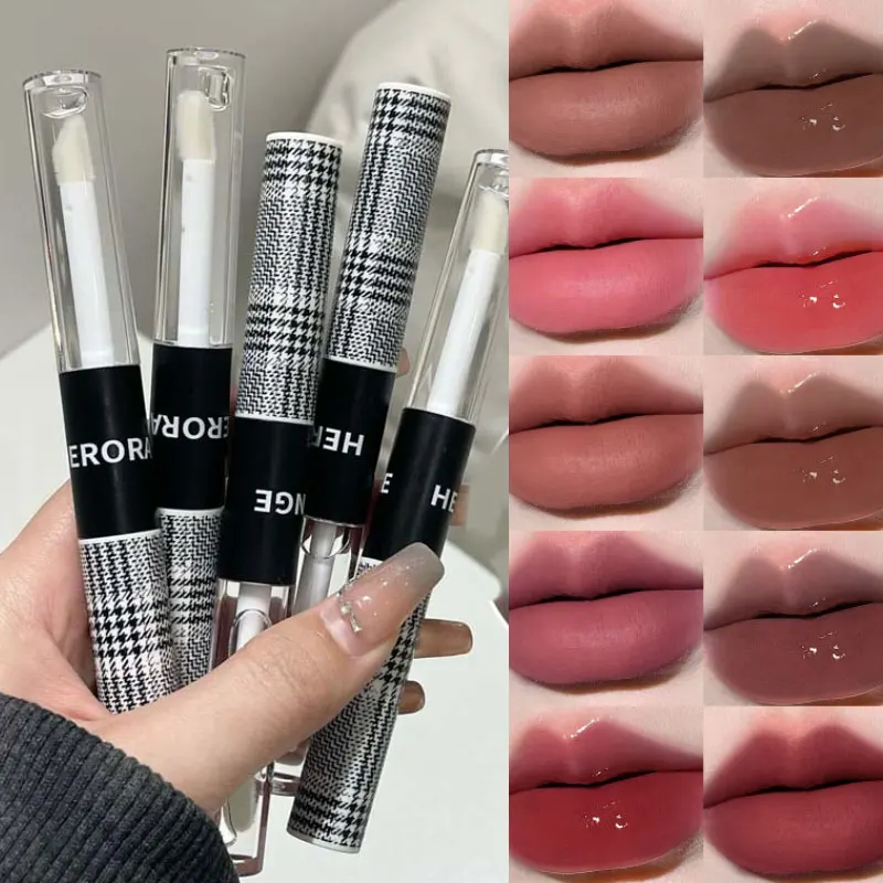 HERORANGE Dual-Ended Lip Tint - Mat en glanzend, opvullend, langdurig, mengbaar pigment