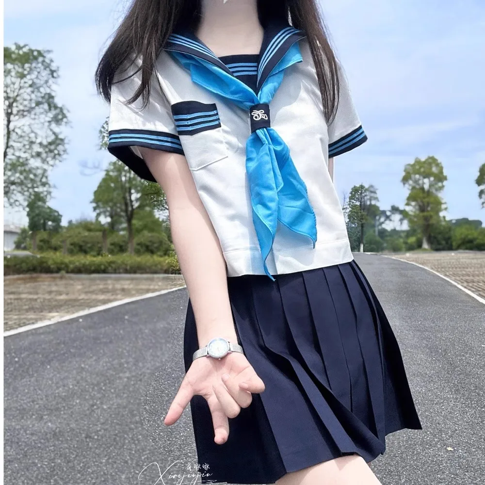 2024 Abito da marinaio blu giapponese Ragazza delle scuole superiori Sailor bianco Fuku Scuola coreana Jk Abiti uniformi per abiti da studente Seifuku