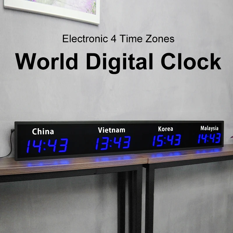 Commercial Digital World  Contemporary Square Battery Operated Calendars for Large  Zone Display Office Airport Control