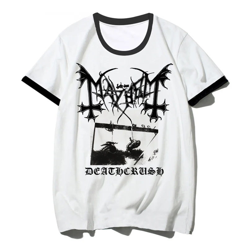 Mayhem Top Tees Clothes Men Y2k Casual Streetwear 2022 White T Shirt Top Tees White T Shirt Hip Hop Graphic Tees Male