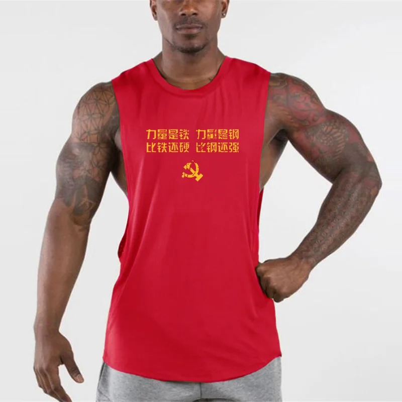 Summer Mens Casual CottonTank Top for Muscle Cut Gym Workout Stretching exercises Open Sides Vest Fitness  Neck Sleeveless Shirt