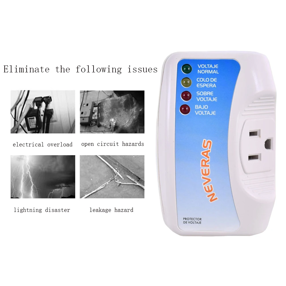 

Voltage Protector 12A 1440W Single Outlet Surge Protective Multi Function Plug Socket for Home Appliance