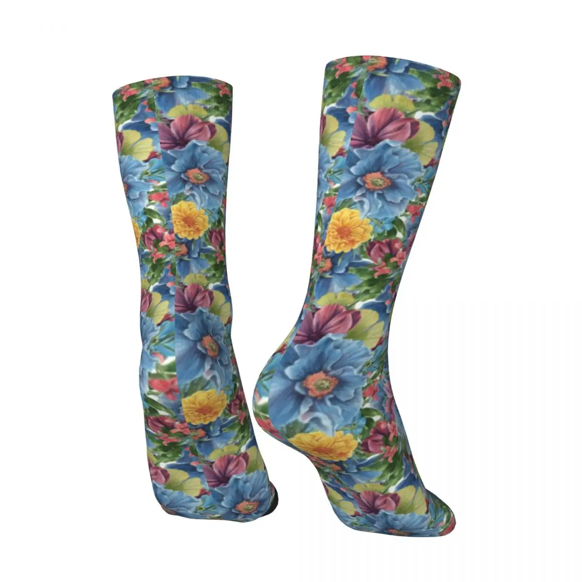 Colorful Flower Socks Winter Elegant Floral Print Stockings Funny Couple Warm Soft Socks Graphic Running Non Slip Socks