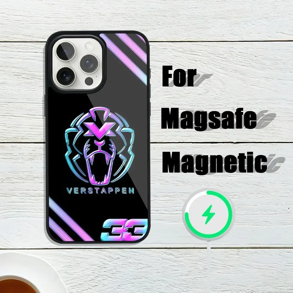 Car F1 Number 33 Racer Cool Phone Case For iphone 13 Plus 12 14 Mini 11 Max 15 Pro Magsafe Magnetic Wireless Charging Shell