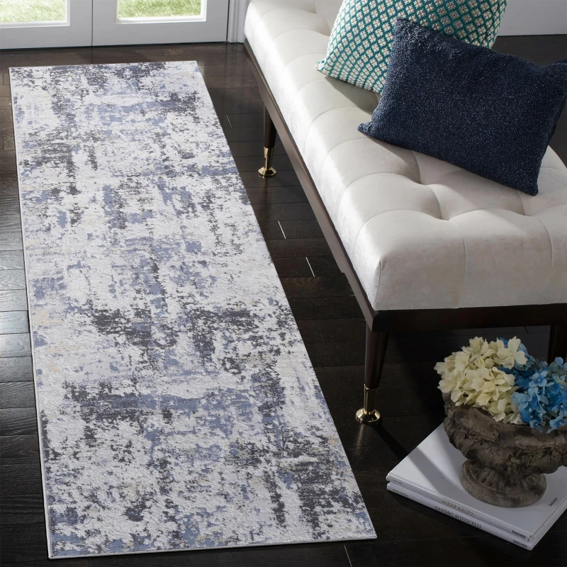 

NAAR PAYAS Collection 2X8 Grey / Denim / Abstract Runner Rug
