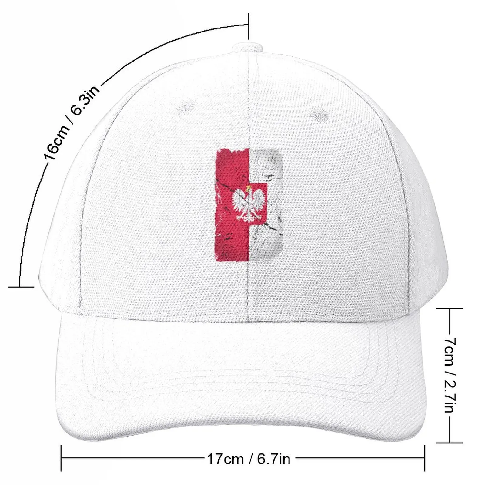 Flag of Poland with polish eagle DistressedCap Baseball Cap Hat Baseball Cap Golf Cap Male Women's