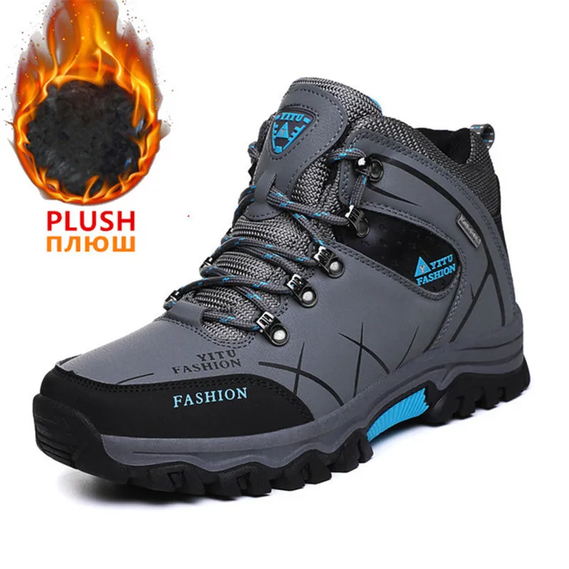 Botas de invierno impermeables de senderismo de cuero para hombre - imagen 4