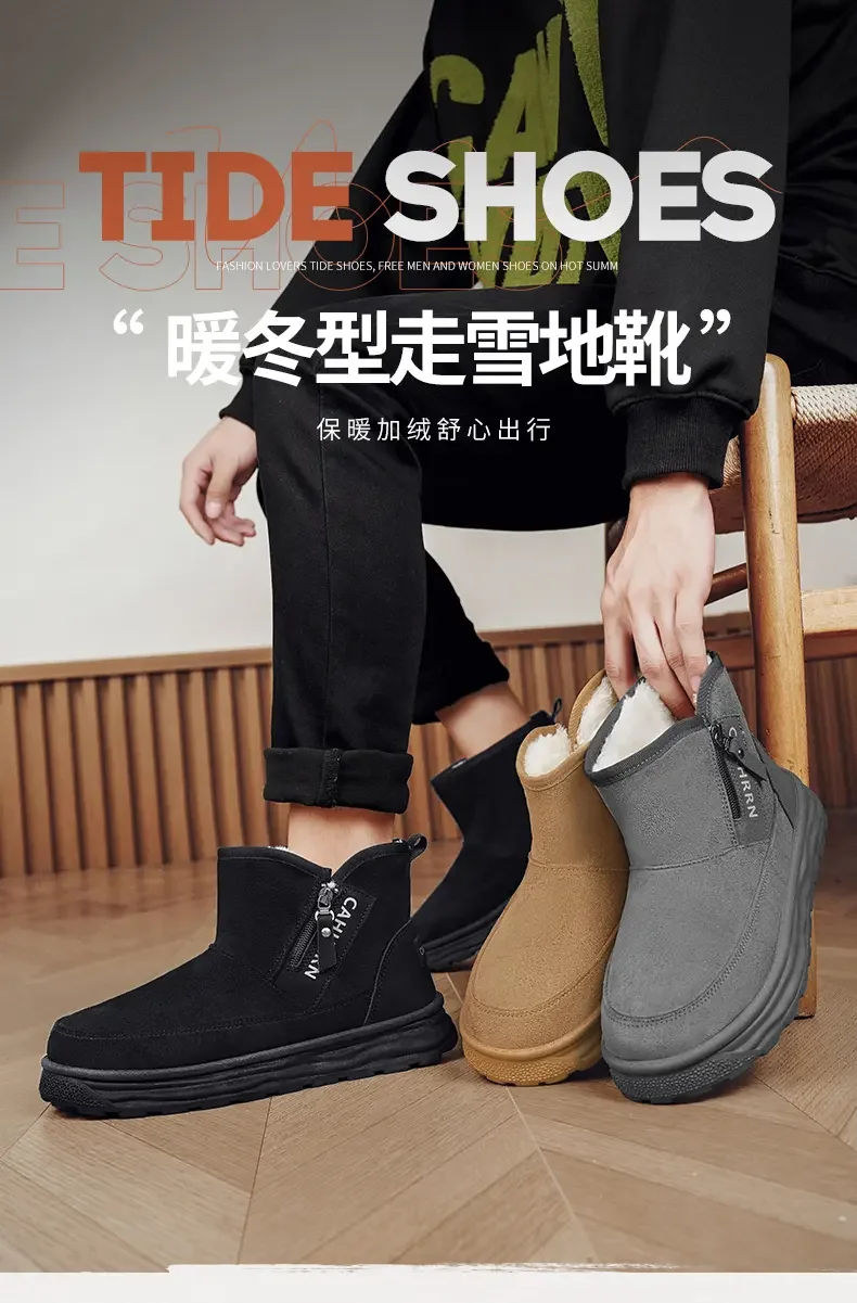 Men Vintage Fleece Lined Work Ankle Boots Wear Resistant Upper Slip Resistant Sole Cold Resistant Footwear Winter Daily Commute