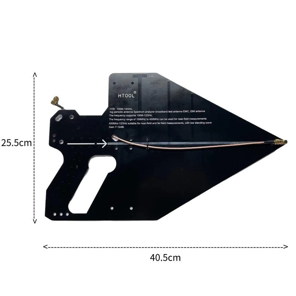 HTOOL HT8 Ручка UWB UHF Колода периодической антенны 100 МГц-12 ГГц Пассивная направленная печатная плата Ручная антенна 50 Ом 7-12 дБи с высоким коэффициентом усиления SMA