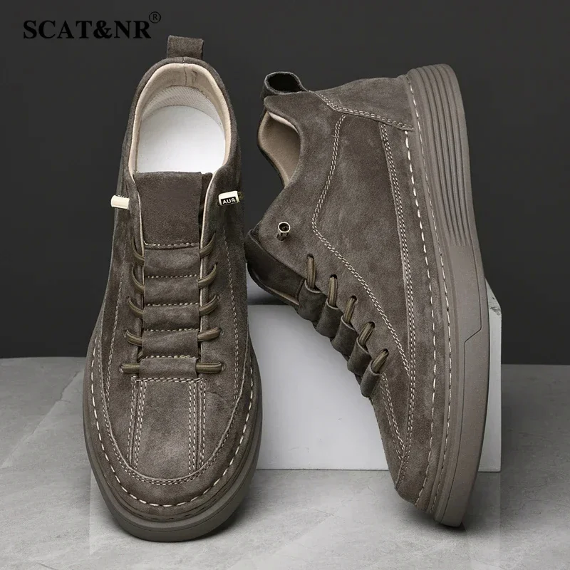 Designer's new men's leather casual shoes trend high top shoes versatile men's sports casual shoes work big size: 36-47