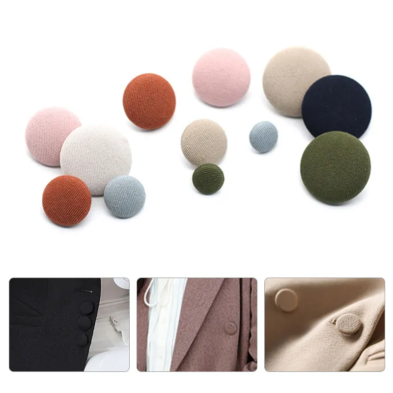 Round Cloth Covered Metal Buttons, Dress Shirt Decorative, Sewing Buttons Accessories, DIY Clothing Colorful Cloth Buttons, 10pc