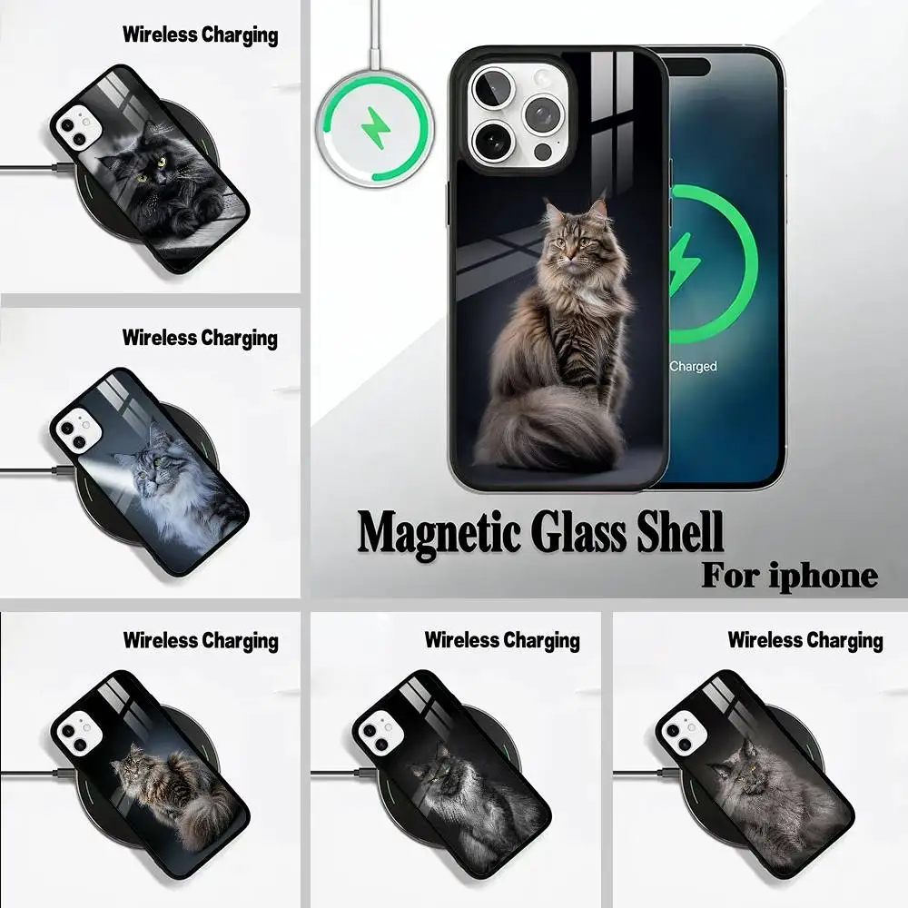 

Majestic -Cute Maine Coon For IPhone17 16 15 14 13 12 11 Plus Pro Max Plus Wireless Charger Phone Case