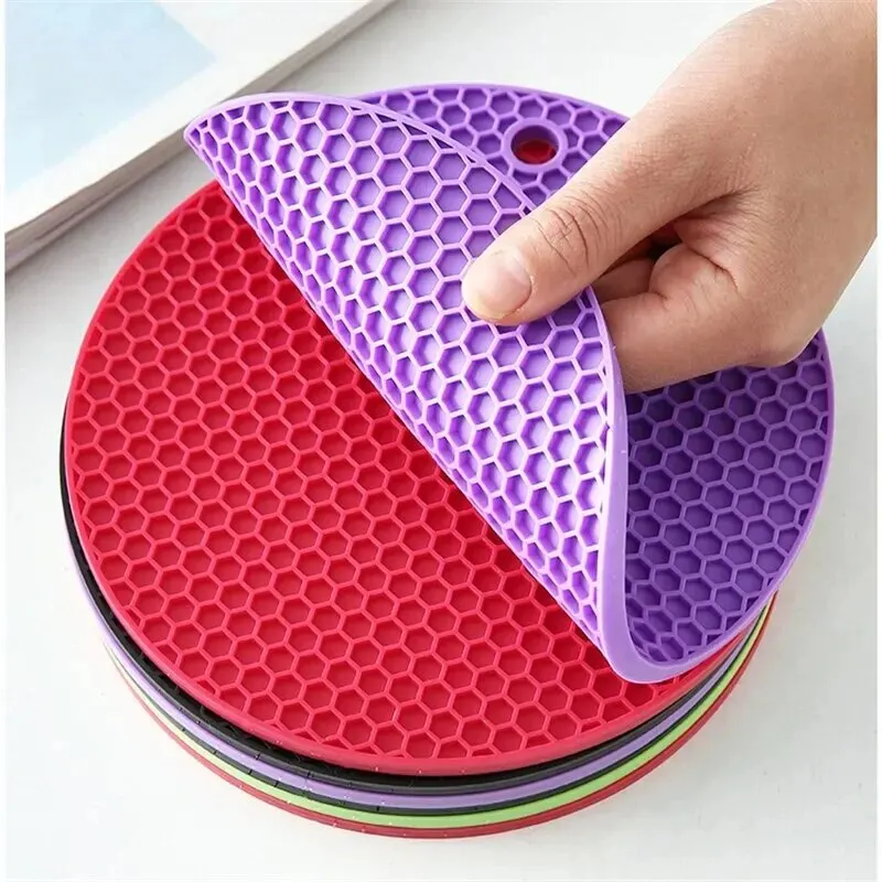 Round Heat Resistant Silicone Mat Drink Cup Coasters Insulation Non Slip Pot Holder Thicken Table Placemat Kitchen Accessories