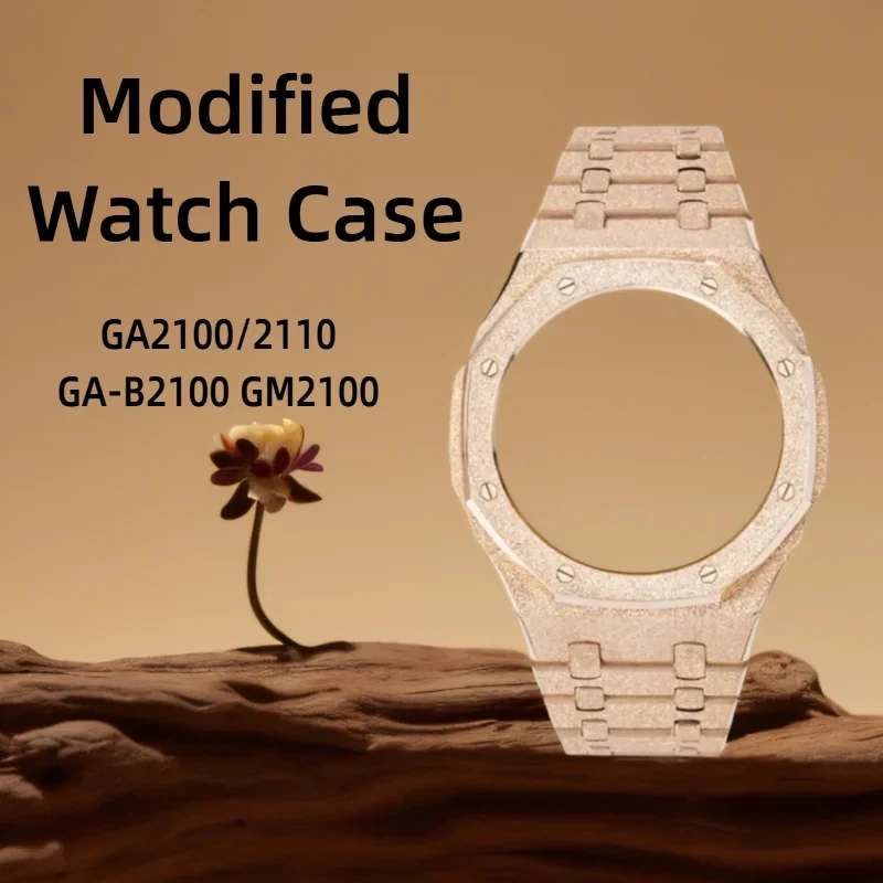 GM-2100 Metal Case Strap for Casio CasiOak GA-2100 GA2110 GA-B2100 Mod Accessories Replacement Bezel Band Set Silver/black/Gold
