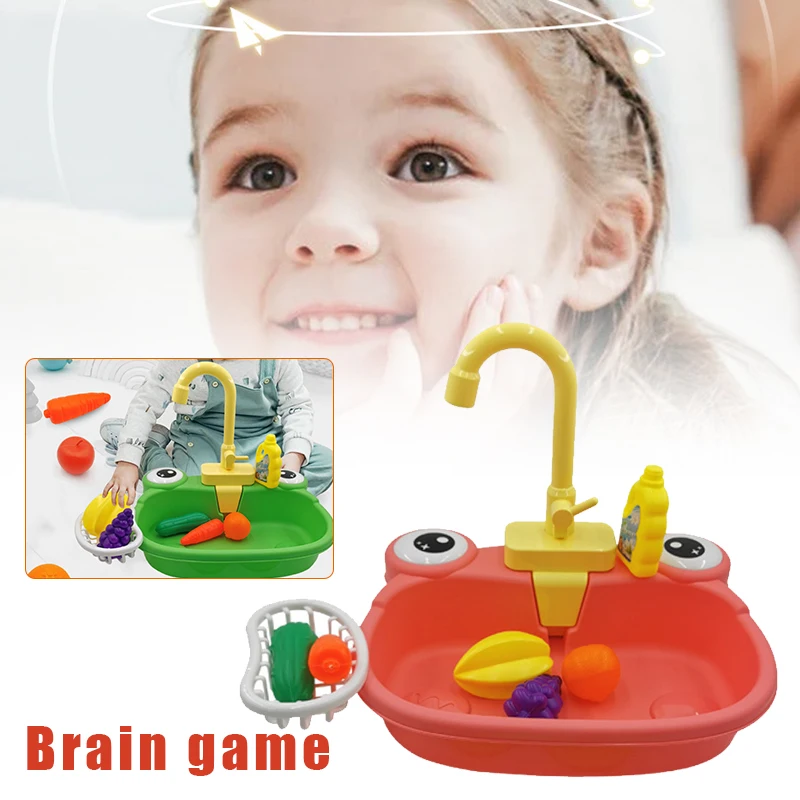 Kinderen Simulatie Keuken Speelgoed Cartoon Elektrische Waterafvoer Gootsteen Vaatwasser Fantasiespel Interactief Speelgoed Wastafel