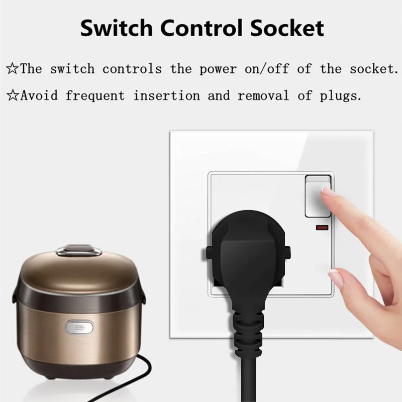 Double 13A British Three Hole USB Switch Socket UK Standard 110V-250V Toughened Glass Wall Power Socket Grounding House Type