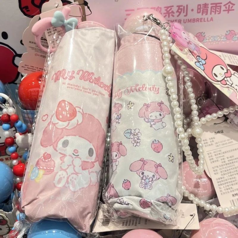 Nuevo Paraguas de Anime Kawaii de My Melody de Sanrio, Paraguas Compacto y Conveniente, Paraguas Plegable con un Toque de Lujo, Dulce y Femenino