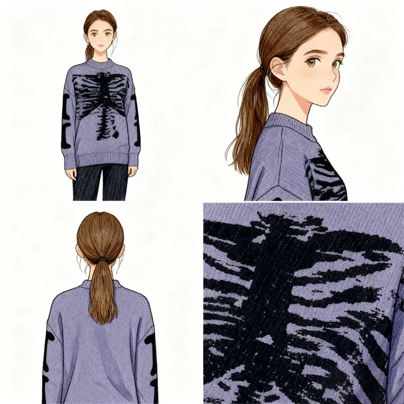 

Новый вязаный пуловер с круглым вырезом, женский летний повседневный однотонный топ с длинными рукавами, топ 2025 г., свободный уличный офисный женский свитер, топ