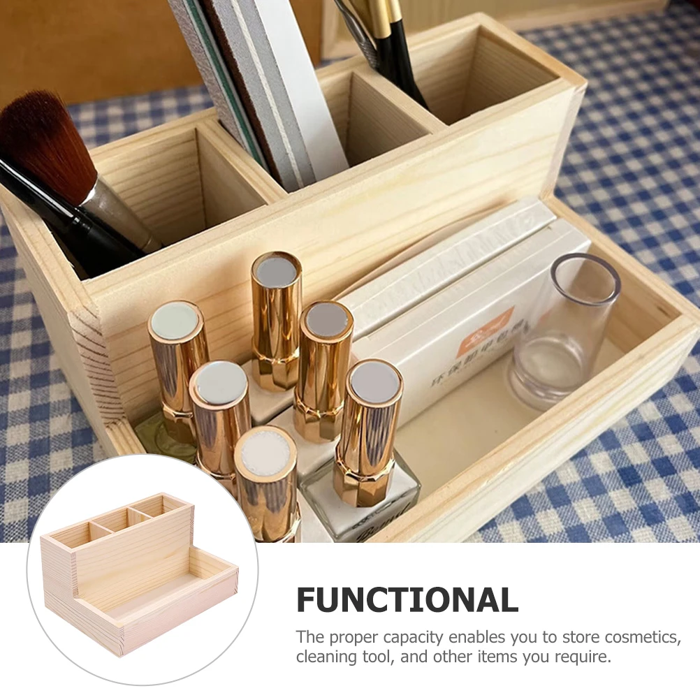 

Wooden Storage Organizer Desktop Makeup Box Multi-Grid Holder for Cosmetics Jewelry Vanity Table Organizer Box