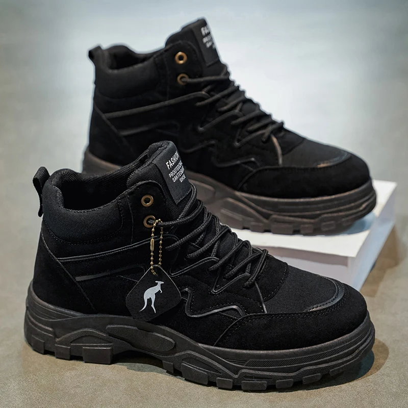 Botas casuales para hombre, de caña alta, para las cuatro estaciones, para senderismo al aire libre, con suela suave, antideslizantes, cómodas, transpirables, ligeras y de estilo moderno.