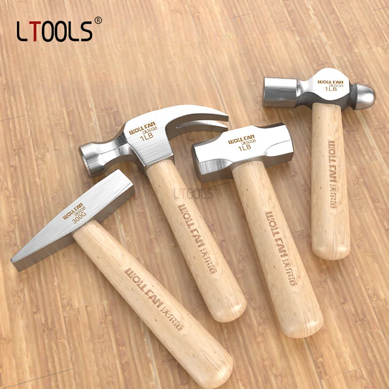 Multi Functional Sheep Horn Hammer Ball-peen Hammer Short Stemmed Solid Wood Machinist Hammer Household Knock Nail Nipping Tools