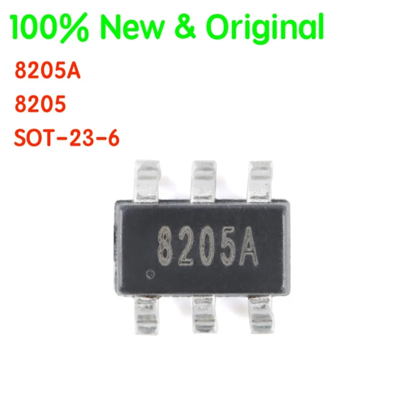 10PCS/LOT 8205A 8205 SOT-23-6 20V/5A Dual N-channel MOS Chip 100% New & Original