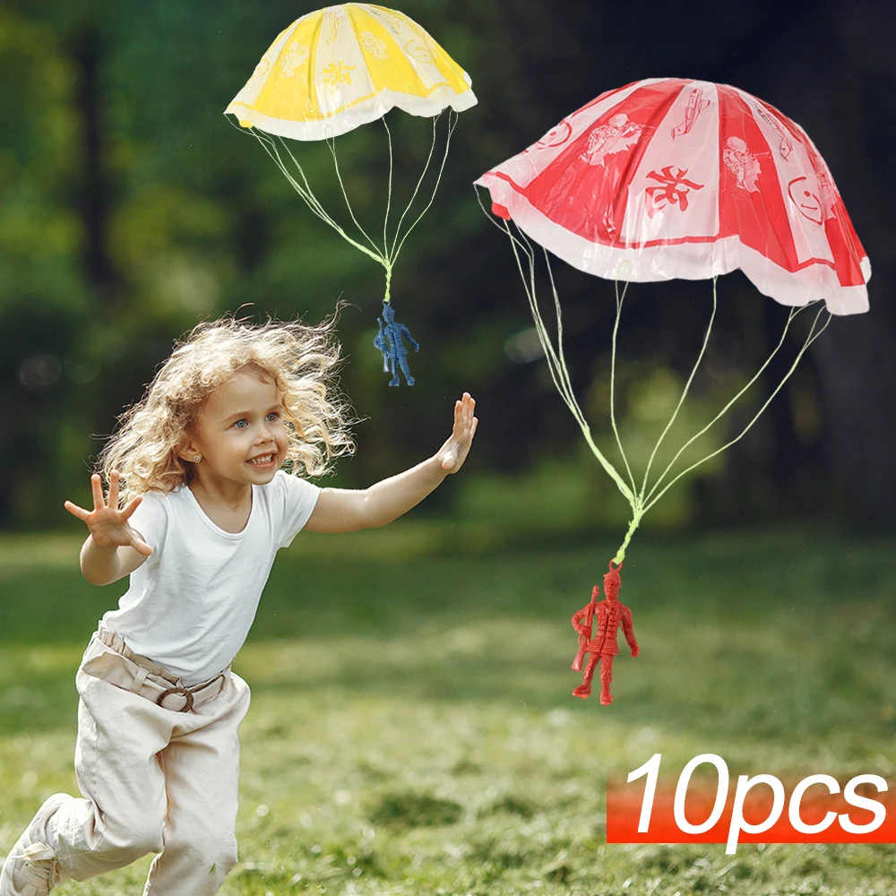 Jouet de Parachute à lancer manuel pour enfants, 10/1 pièces, soldat de Parachute éducatif, jeu de sport amusant en plein air, jouet de plage pour enfants