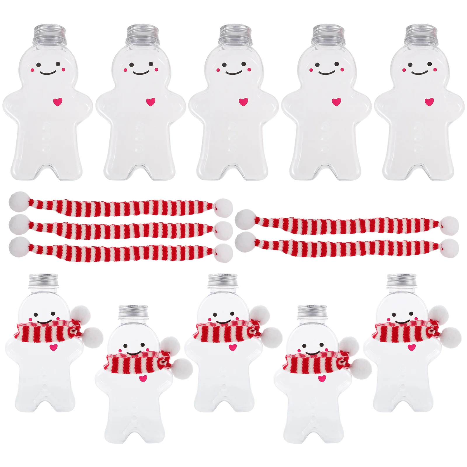 

10 Sets Christmas Drink Bottle Candy Jar Portable Jars Beverage Milk Gingerbread Man Juice Bottles The Pet Wrapping Empty Tea