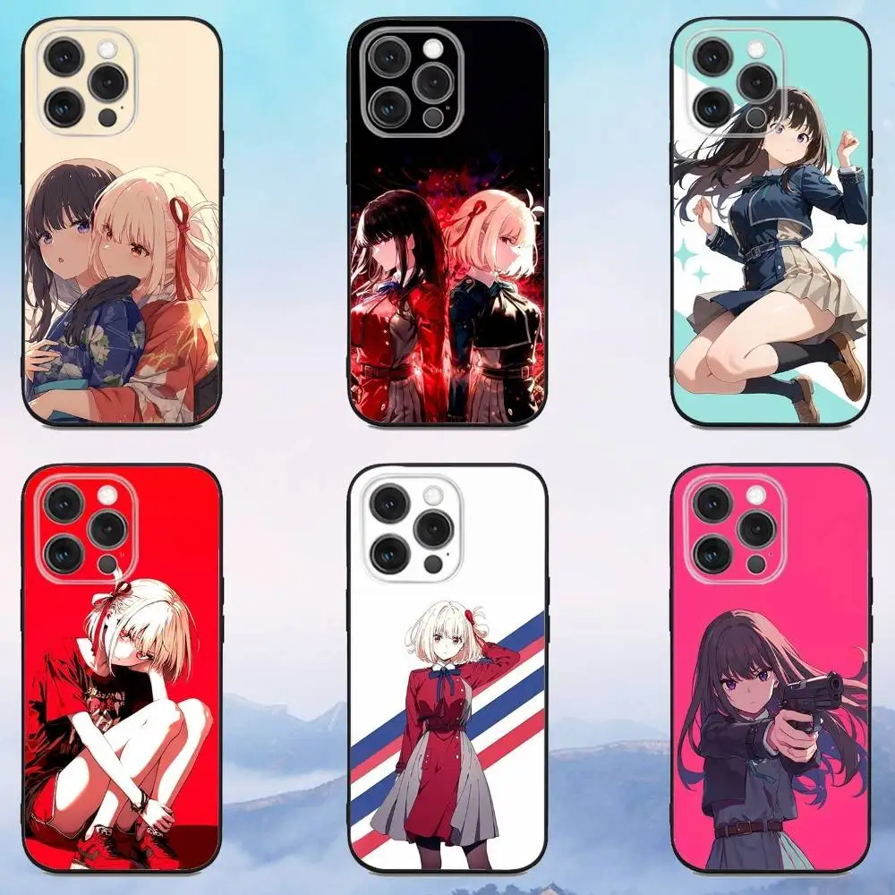 

L-Lycoris Anime R-Recoil Phone Case For iPhone 16e,16,15,14,13,12,11,Pro,X,XS,Max,XR,Plus,Mini Soft Black Cover