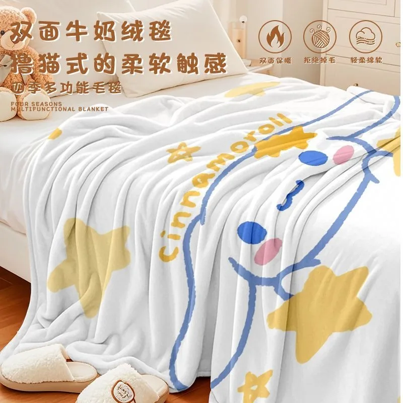 

Cinnamoroll Anime Kawaii Sanrio Ins Fashion Soft Blanket Cute Cartoon Sofa Princess Bed Cover Lovely Comforter Gifts for Kids