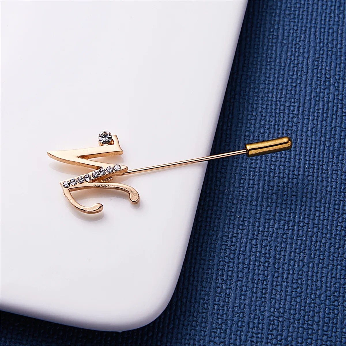 Minimalist Letters Long Needle Brooches For Women Gold Color Initial M H Suit Clothing Collar Lapel Pins Wedding Party Jewelry