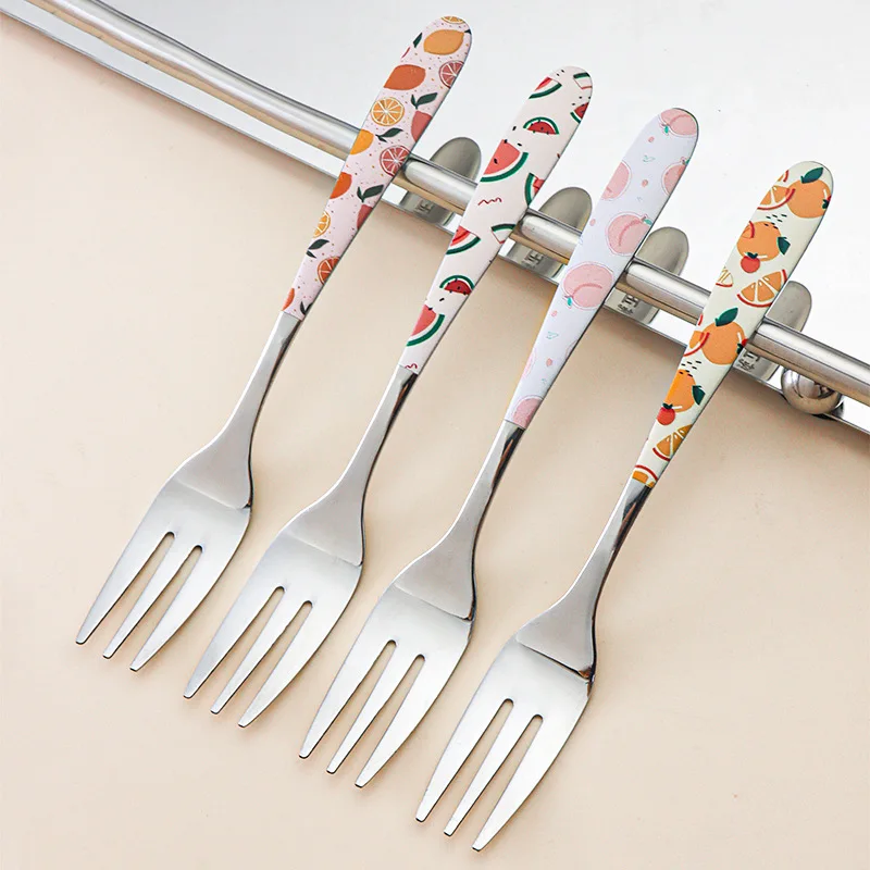 Jenny&Dave 304 stainless steel fruit fork creative cute cartoon fruit sign household fork multi-piece set, wholesale and stock f