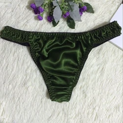 Men's Briefs Satin Sexy Underwear Bulge Pouch G-string Soft Smooth Panties Comfortable Underpants Man Elastic Solid Knickers