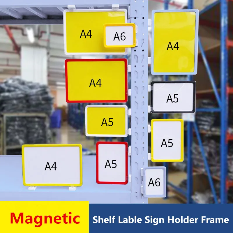 5 Pieces A5 148x210mm Magnetic Shelf Classification Label Sign Holder Frame Supermarket Promotion Price Poster Display Stand