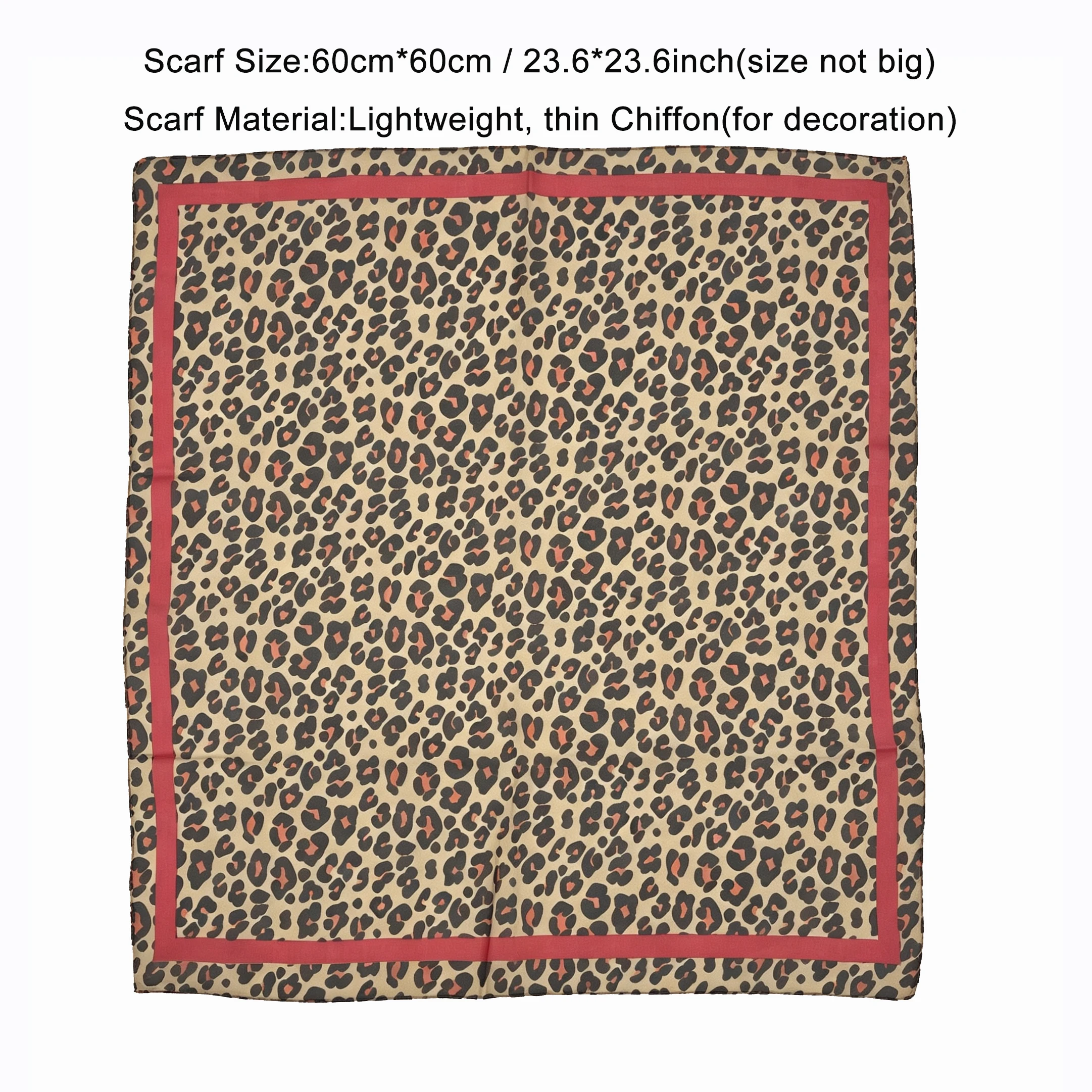 A Leopard Print Chiffon Scarf with a Magnetic Clasp Made of Artificial Pearls, a Luxurious Neck Scarf for Quick and Easy Wear, a Lightweight and Ultra-Thin Decorative Scarf