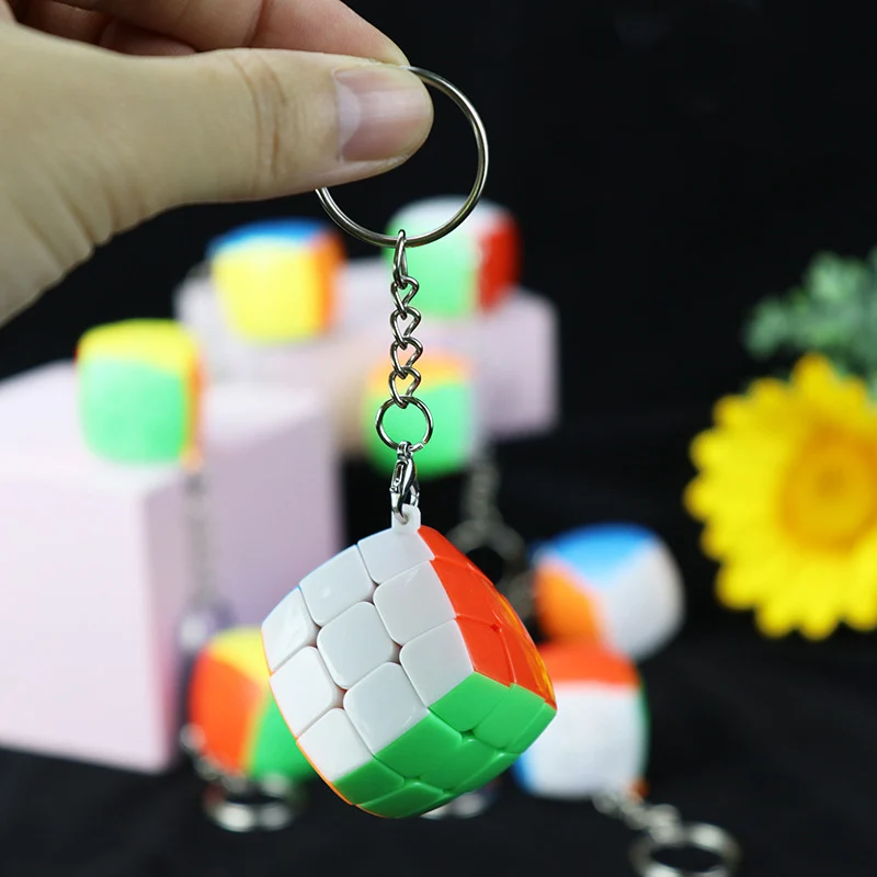 3.5cm Mini Bread Magic Cube Puzzle Keychain 3x3x3 Backpack Pendant  Children's Lovely Educational Game Keychain Toys