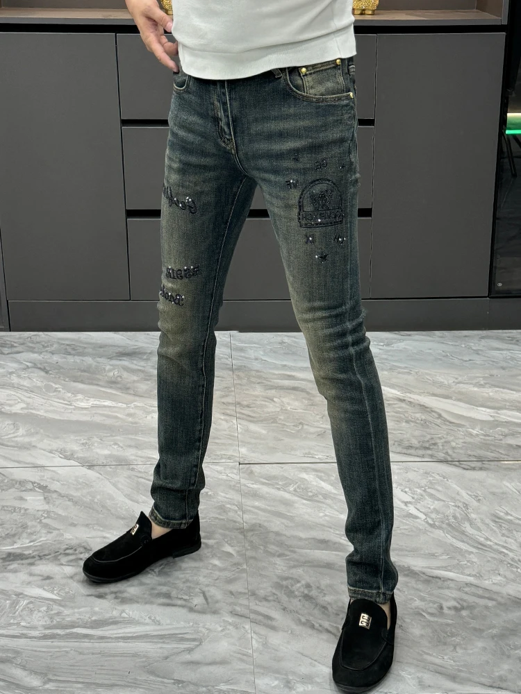 

Мужские зимние джинсы Faion с вышивкой, повседневные, зауженные, класса люкс, со средней посадкой, с вышивкой, универсальные, длинные брюки