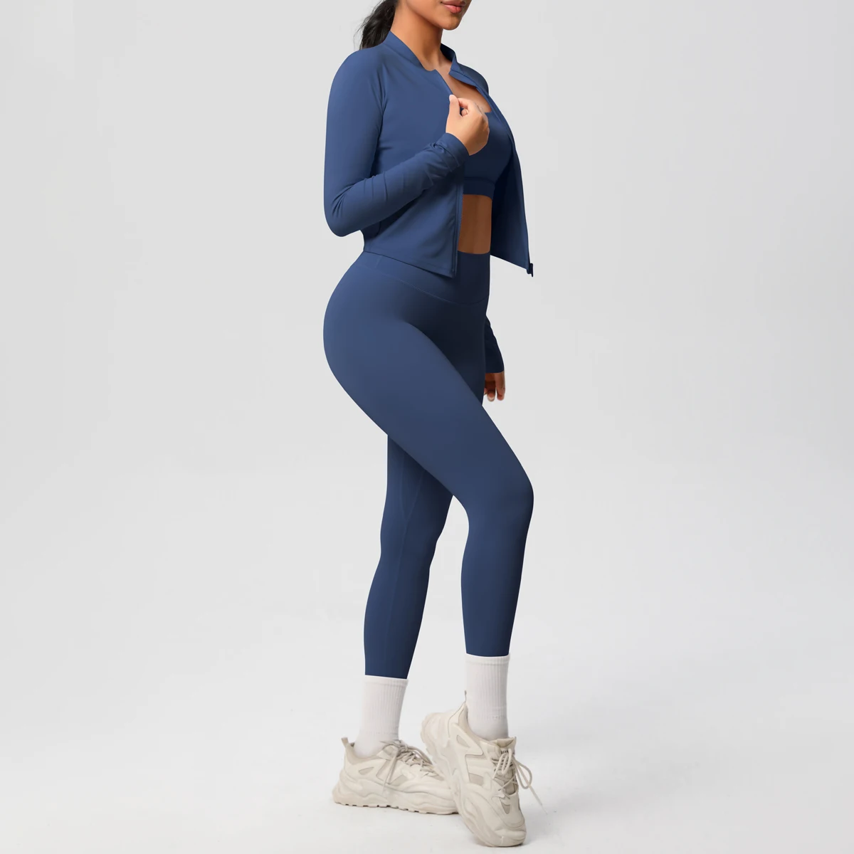 3 stücke Sportswear Yoga Set Gym Sport Bh Zipper Jacke Leggings Kleidung Sportswear Yoga Anzüge Für Frauen Fitness Set Trainingsanzug – Detail 14