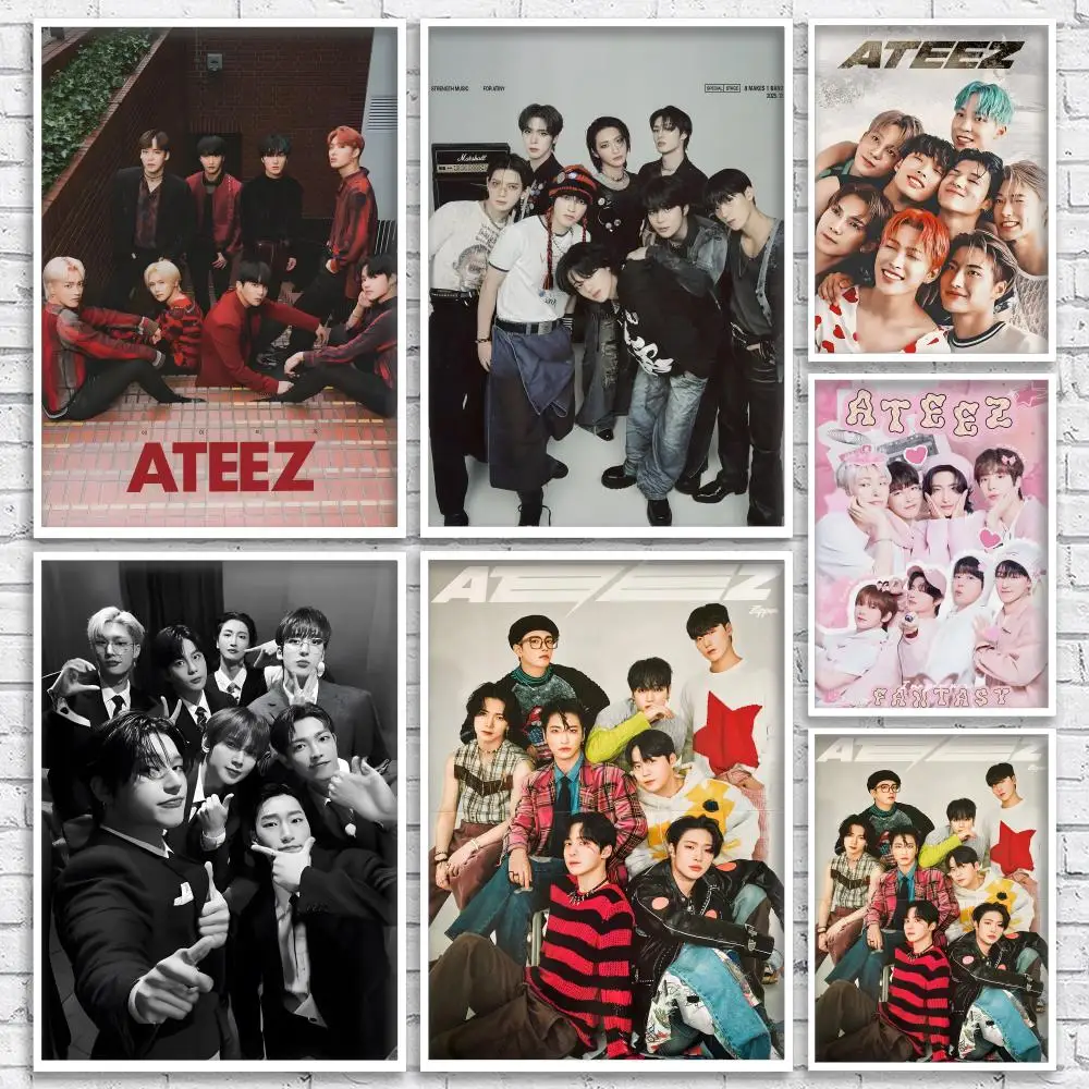 K-Pop Boy Group A-ATEEZ Poster Versatile HD Waterproof Wall Art Self-Adhesive Decor for Any Space Ideal Gift