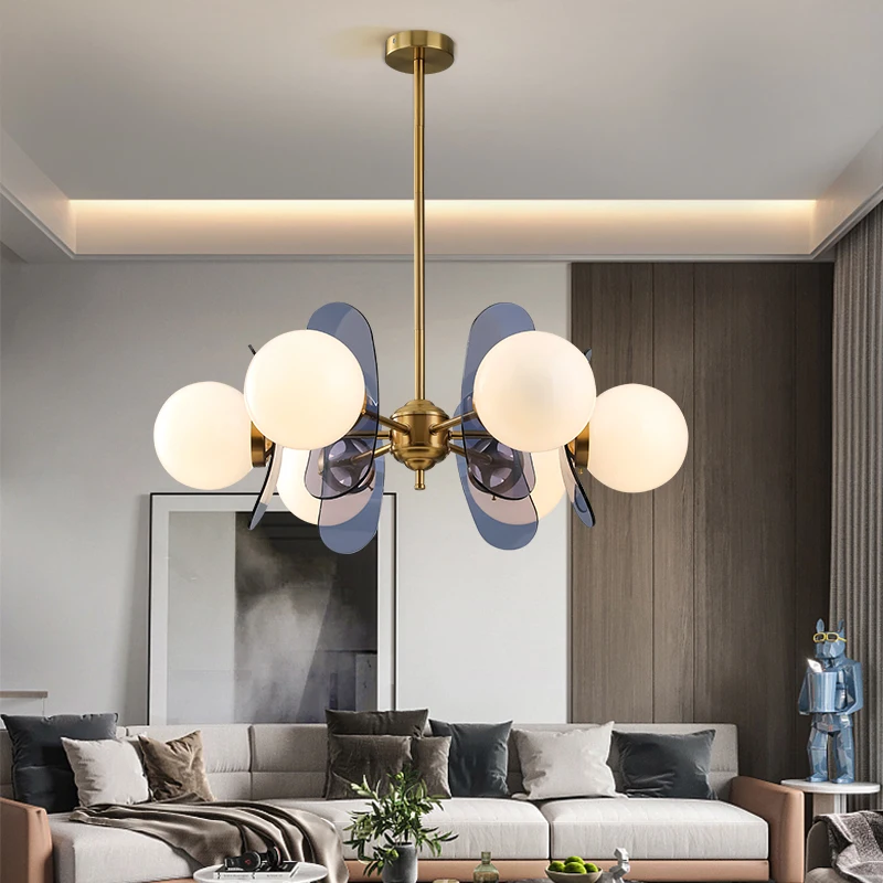 

Nordic Simple Modern Medieval Color Acrylic Living Room Chandeliers Dining Room Study Bauhaus Bedroom Memphis Gold Chandelier