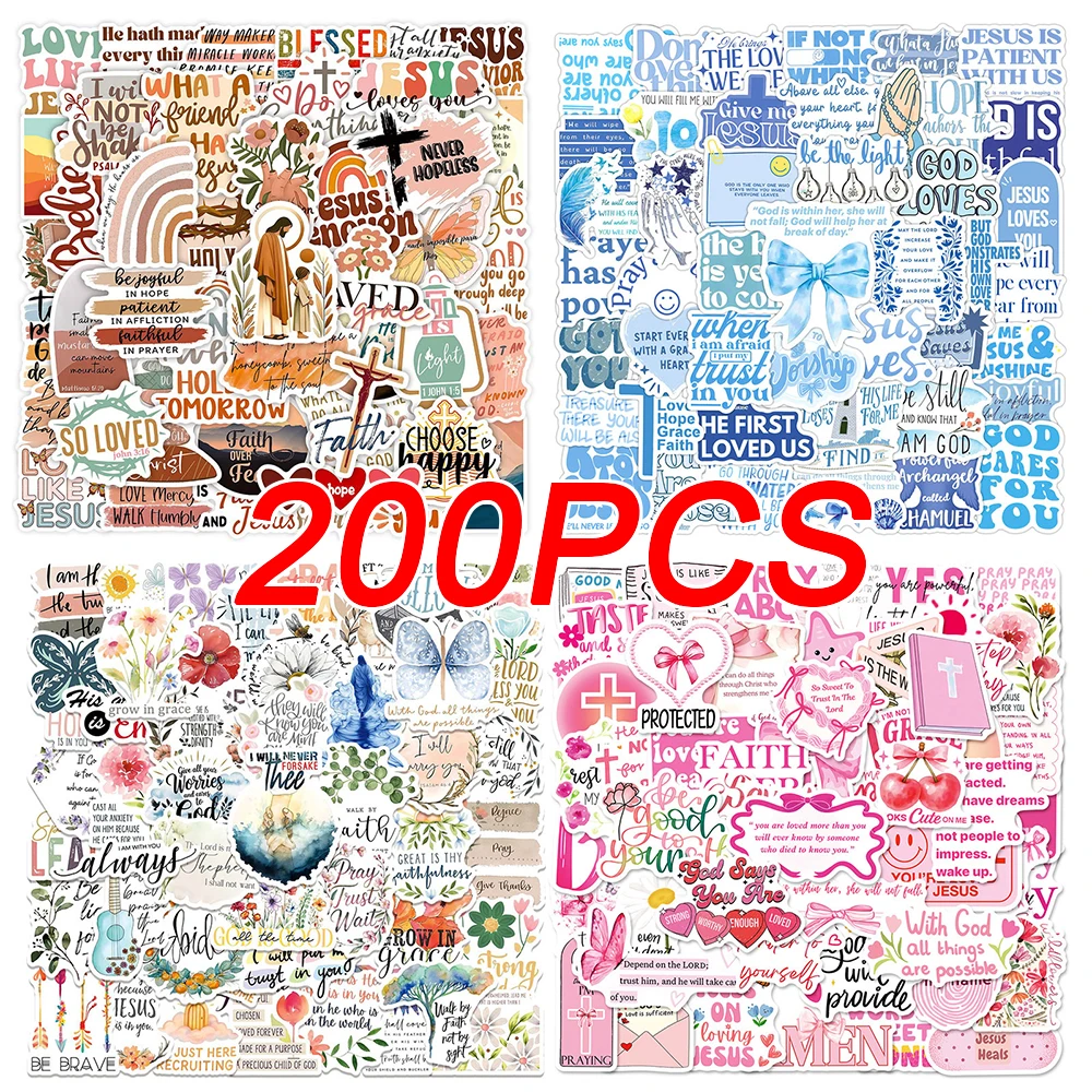 10/30/50/100/200 Stück Cartoon Jesus Bibel Phrase Aufkleber Inspirierende Zitate Abziehbilder Scrapbooking Telefon Laptop Kreative Aufkleber