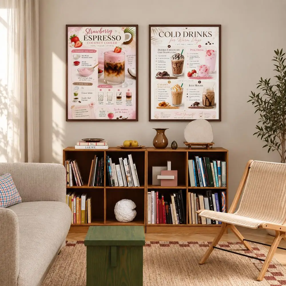 Minimalist Coffee Infographic Coffee Guide Poster Self‑Adhesive Waterproof Poster Sticker Wall Art Home Decor