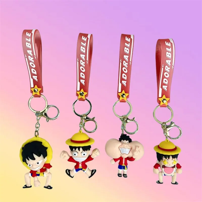 One Piece Keychain Luffy Anime Kawaii Boys Bag Pendant Cartoon Car Key Chain Cute Portable Toy Decorate Gift Wholesale