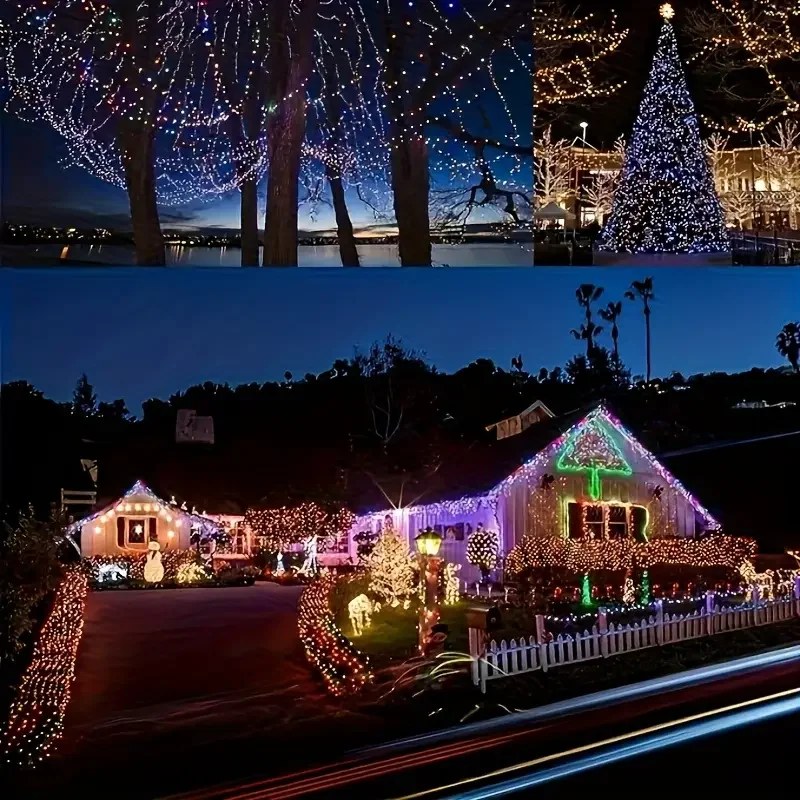 سلسلة إضاءة خارجية تعمل بالطاقة الشمسية مع 8 أوضاع إضاءة مناسبة لتزيين العطلات وأضواء LED الشمسية الجنية للحدائق والحفلات