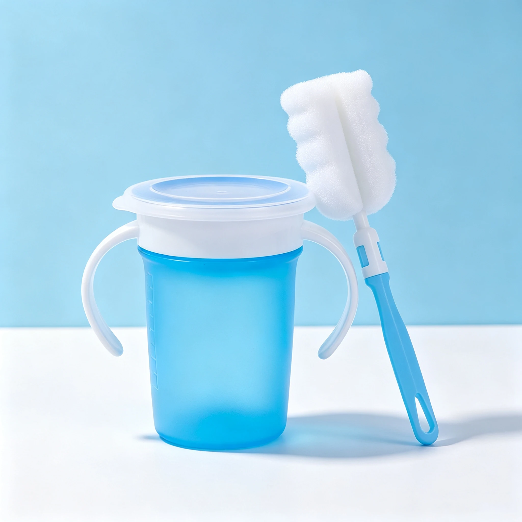 Two Piece Set of Study Drink Cups and Cleaning Brush Magic Cups Baby Cups with Covers Dust-proof and Dust-proof Study Drink Cups