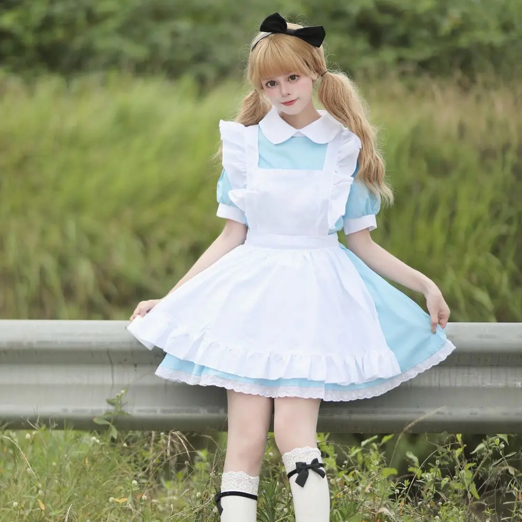 新しい不思議の国のアリスコスプレメイド衣装ローリーン衣装女性 orm 2023 夏中国製レディースセット学生作業服