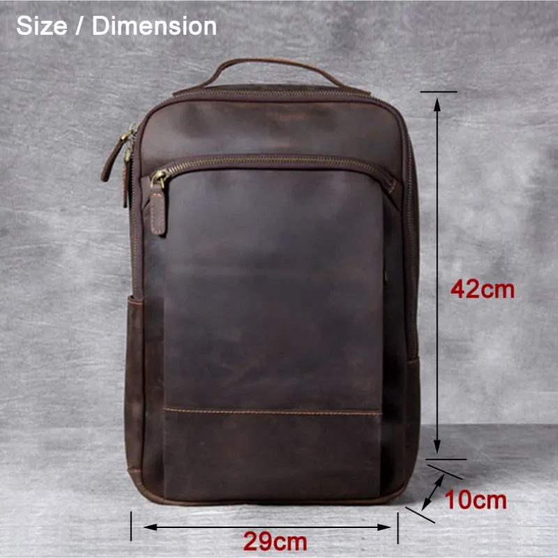 Vintage Crazy Horse Genuine Leather Backpack Men Daily Bagpack Male Rucksack Traving Hiking Knapsack Bag Large Capacity M-802